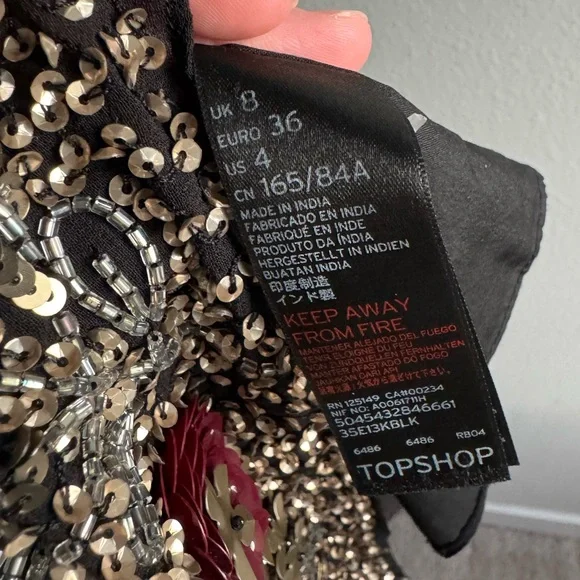 Topshop Bird Embellished Minidress Sequin Beaded Party Event Dress size 4 US - Picture 11 of 11